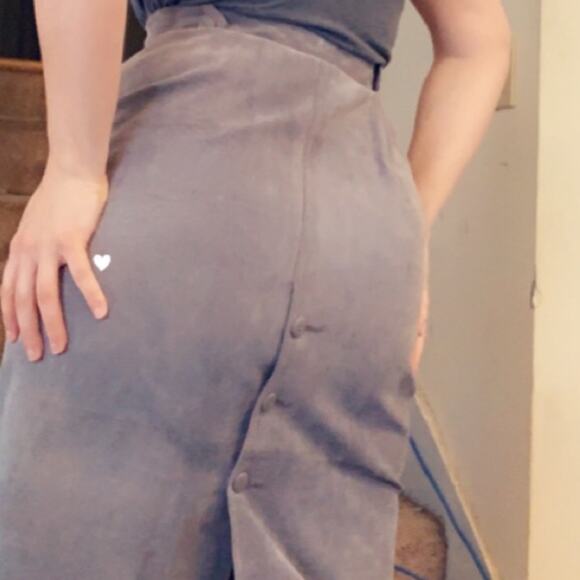 Final price* 80s Gray leather midi skirt suede - Picture 11 of 11